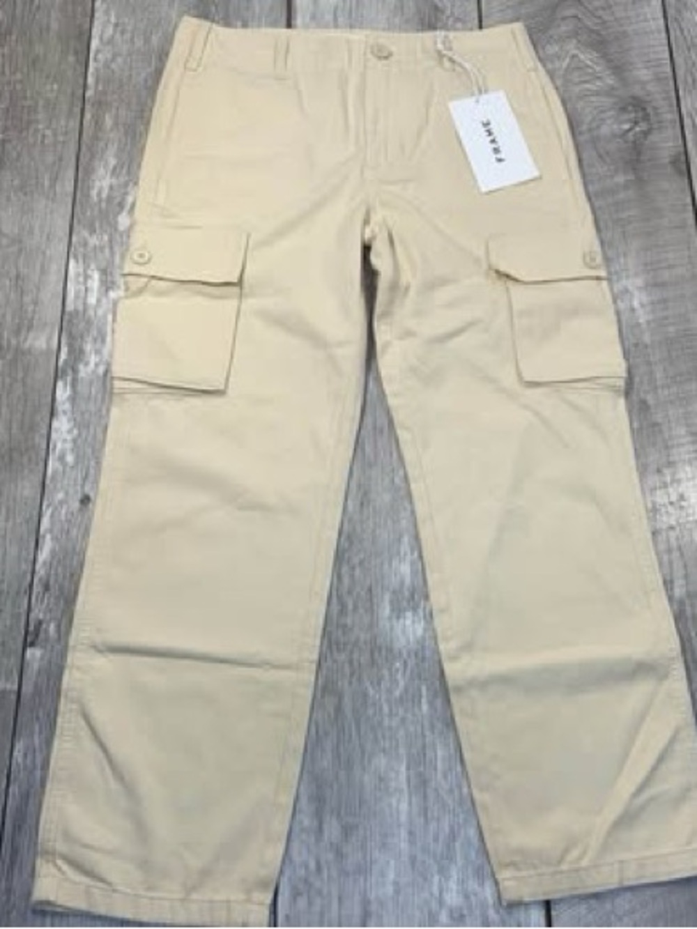 25_Frame Relaxed Utility Pant - Washed Flax (SSENSE Tag) women’s cream color